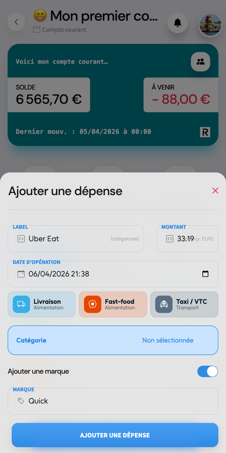 Moneyble écran 2